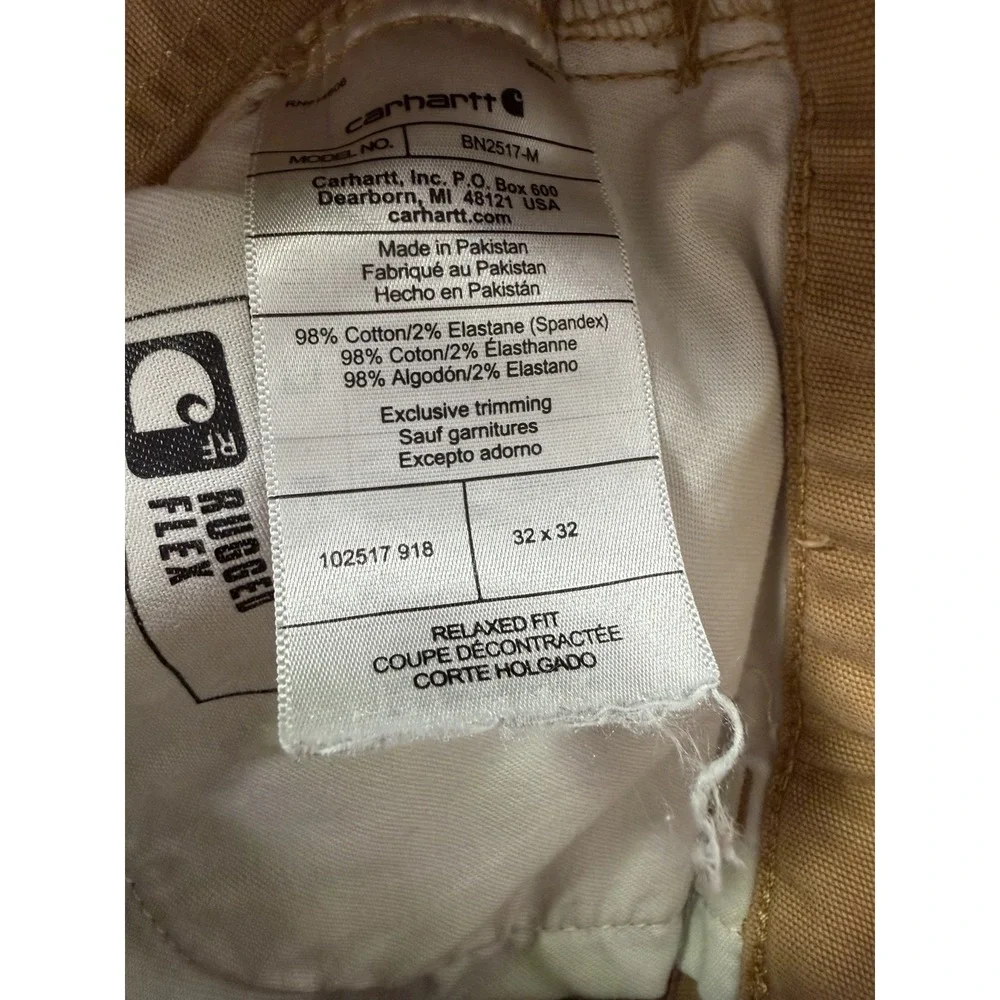 Carhartt Men's 32x30* Khaki Rugged Flex Relaxed Fit Canvas Work Pants BN2517-M